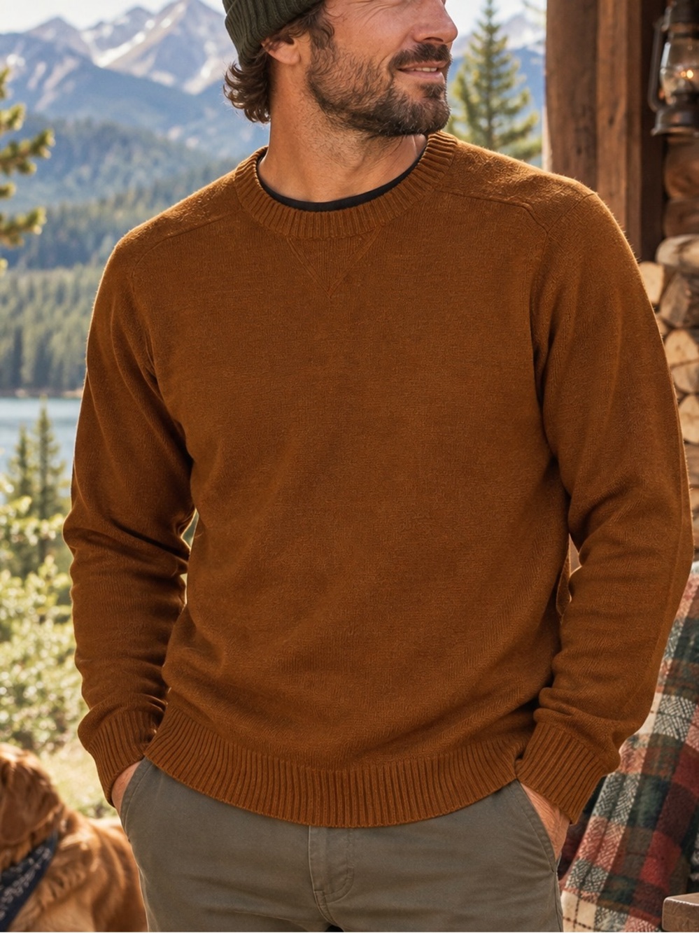 Smartwool Men’s Brown Wool Blend Crewneck Sweater Outdoor